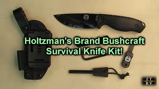 Holtzman's Bushcraft Survival Knife Full Tang, Fixed Blade 1095 Steel Fire Starter Included REVIEW