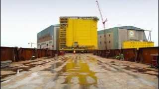 Load out of the DolWin alpha topsides at Heerema's Zwijndrecht yard.
