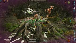ARK  Survival Ascended alpha broodmother boss with rexs