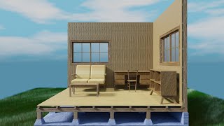 【blender】木造建築物の構造が分かるCGアニメーション