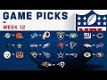 Week 12 Game Picks!  NFL 2019 - YouTube