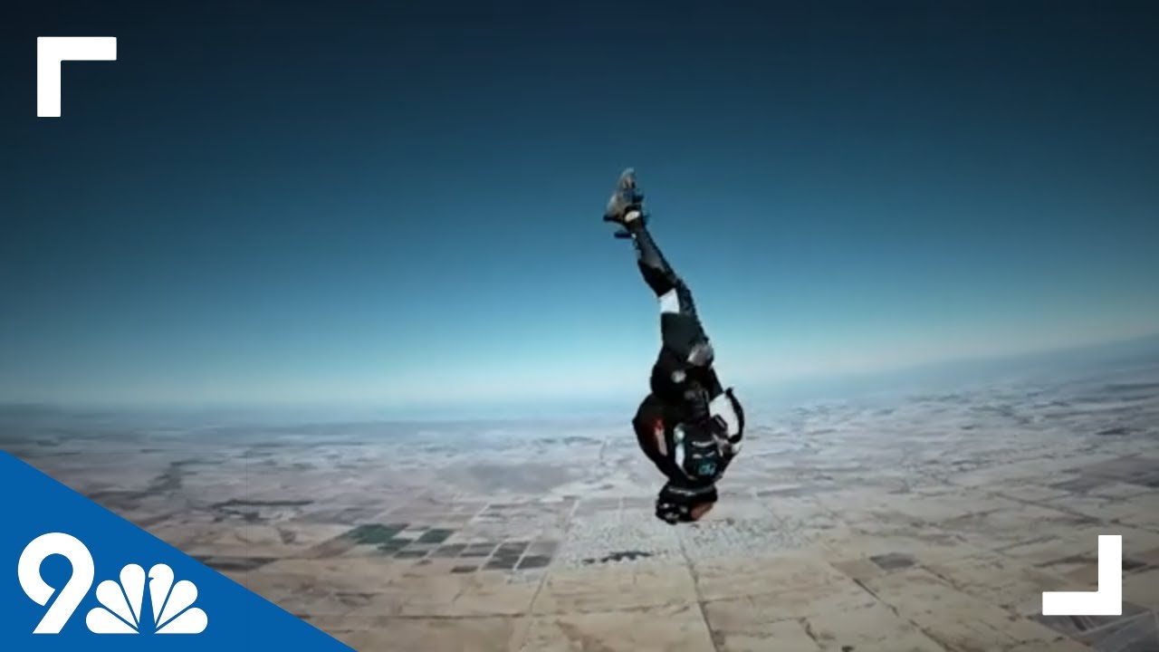 These skydivers can reach speeds of 300mph