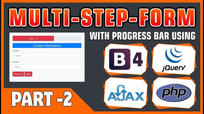 #01 Multi-Step-Form With Progress Bar Using Bootstrap 4, Jquery, Ajax & Php  | Form Design With Bs4 - Youtube