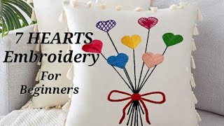 Hand Embroidery Designs| HEART EMBROIDERY SAMPLER FOR BEGINNERS| Part 1