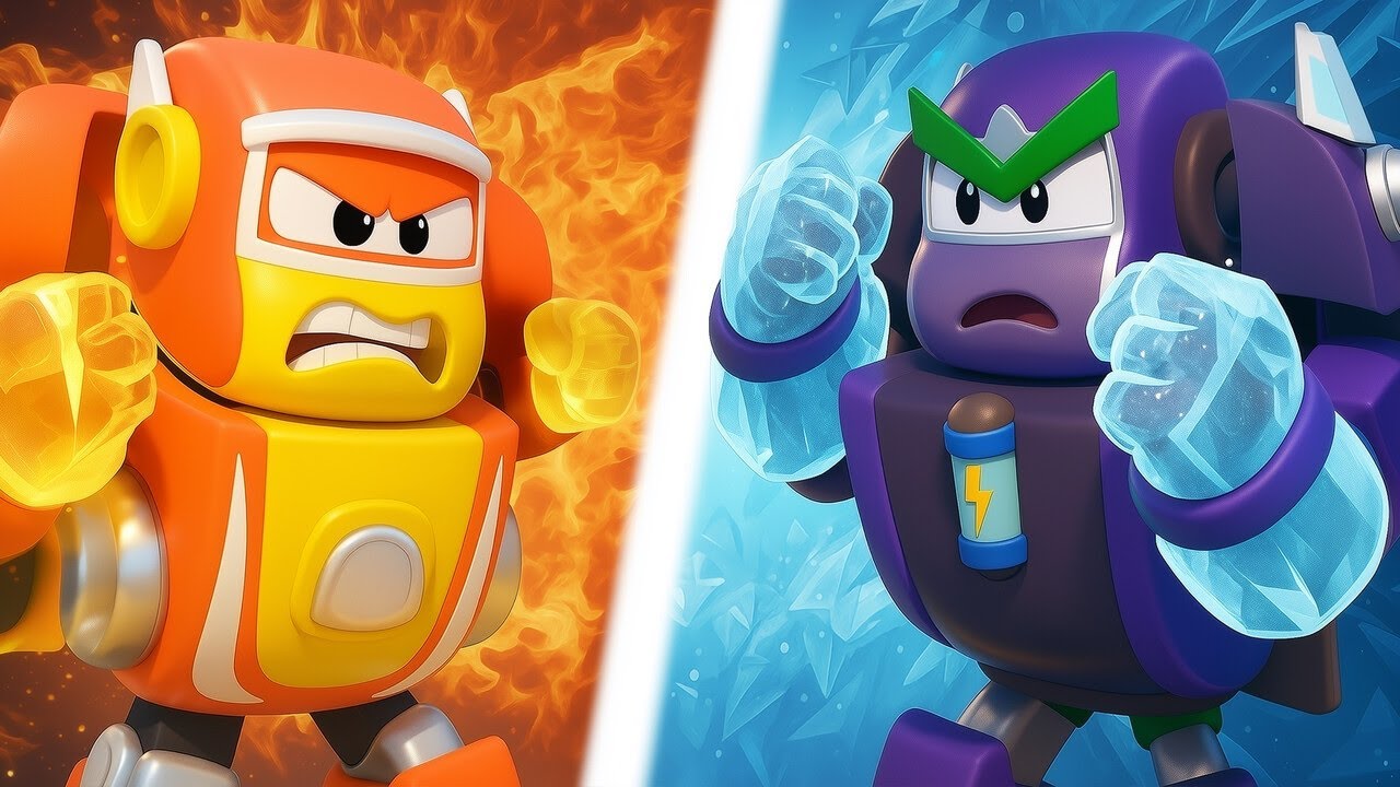 🔥 Feuer VS Eis 🧊 Robofuse VS Zitron! 🤖 Auto-Cartoons für Kinder