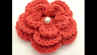 كورشيه وردة بعدة طبقات Crochet flower tutorial