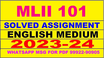 mlii 101 solved assignment 2023-24 | mlii 101 solved assignment in english 2024 | mlii 101 2024