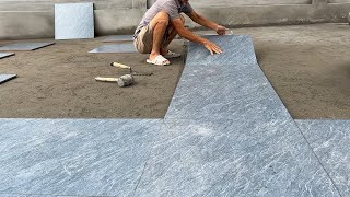 Building Step By Step | Install Ceramic Tiles, Project Construction Brick Yard Outdoor