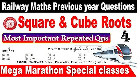 Square & cube roots Final part Railway mathematics previous year questions update by SRINIVASMech