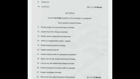 First Semester B.Com Environmental Studies Previous Year Question Paper|Kerala University