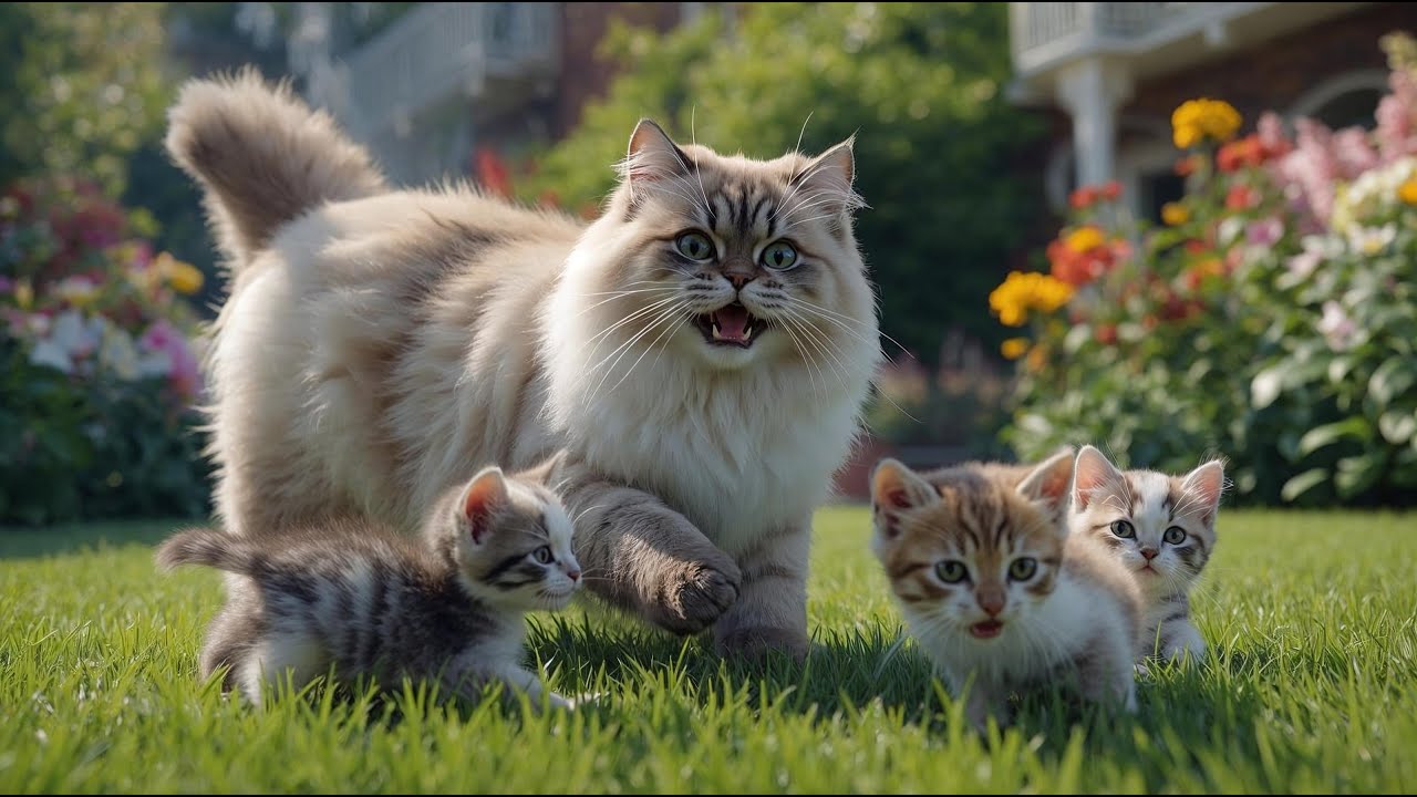 Mother Cat Calling For Her Kittens | Mom Cat Playing & Caring | Kitten Meowing ASMR | Cute Cat Video