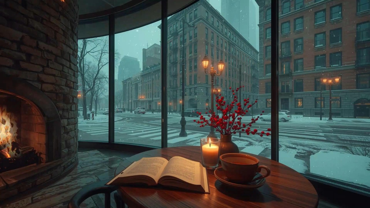 Warm Winter Coffee Shop Ambience ☕ Smooth Jazz Piano Music for Relaxing, Work & Sleep