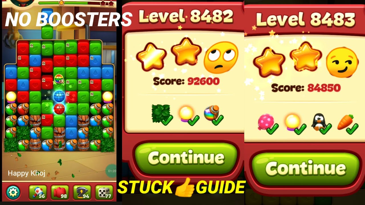 Toon Blast Level 8482 8483 🤺No Booster clear GUIDE 🦖