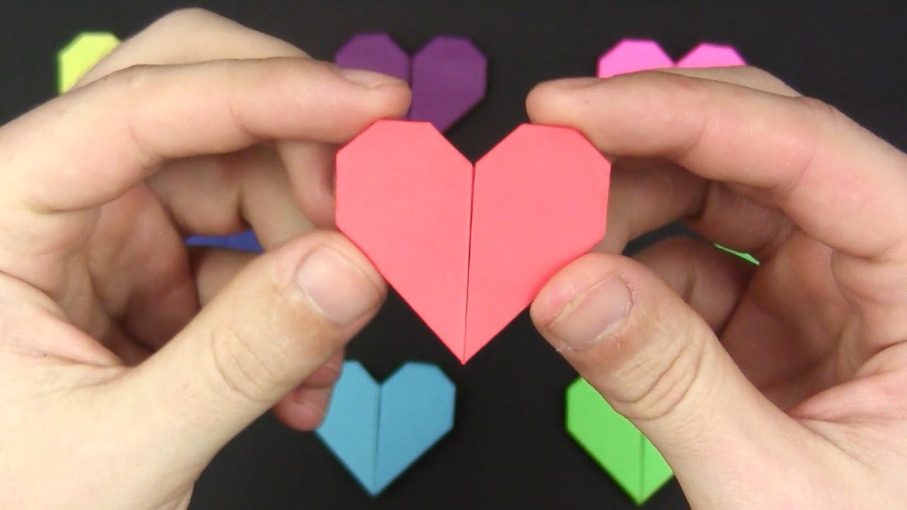 Origami HEART EASY in 1 MINUTE - Origami easy tutorial - YouTube
