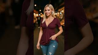 Elevate Your Look with This Trendy Twist-Front Top! 🍷 #aimodel #amazonfinds Elevate Your Look with This Trendy Twist-Front Top! 🍷 #aimodel #amazonfinds