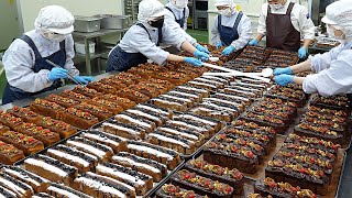 Beautiful and delicious! Mass production of pound cake / Food factory