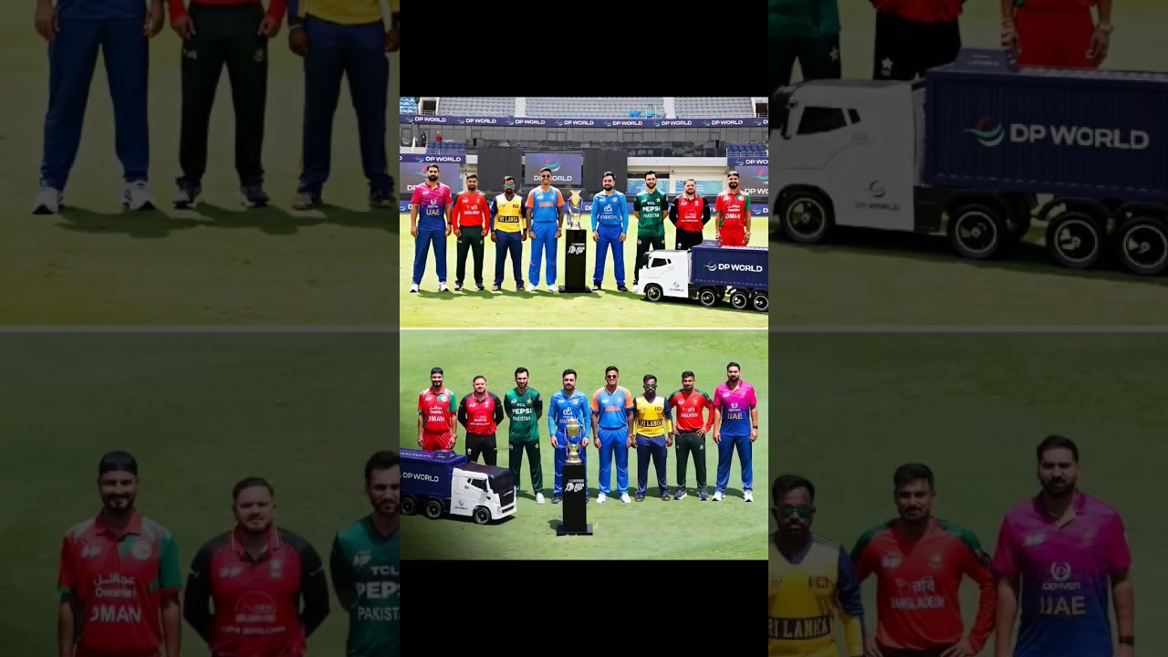 Ready for the Asian challenge Captains of all 8 teams with the Asia Cup trophy 