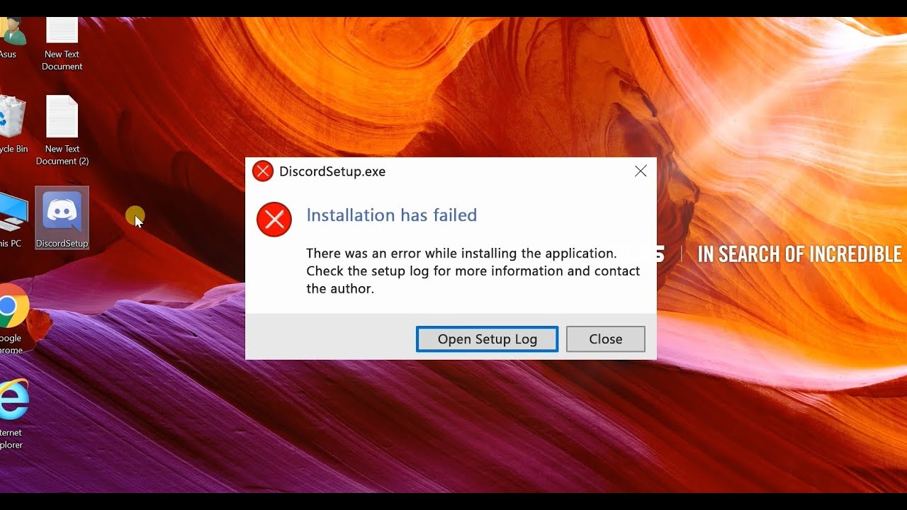 discord installation has failed windows 10