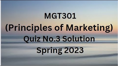 MGT301 (Principal of Marketing ) Quiz No.3 Solution Spring 2023