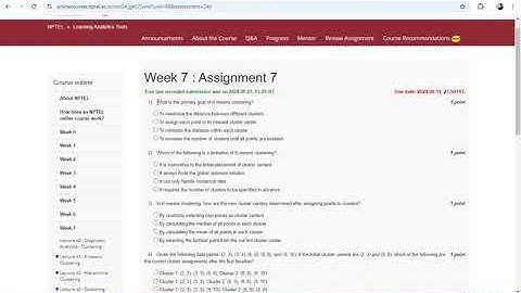 NPTEL-Learning Analytics Tools- Assignment 7 Solution (July-October, 2024)