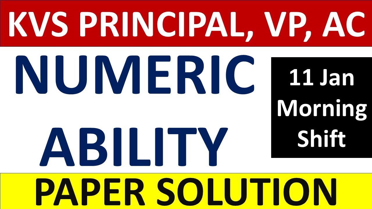 KVS 11th Jan - Tier 1 - Principal, Vice Principal, Numeric Aility - Answer Key !!
