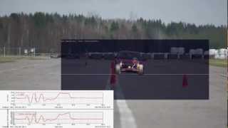 ADAMS model overlay at driving test at Lunda airfield with Volvo V40