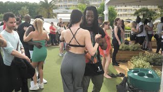 Jojo and girl dance at the pool party kizomba spain feeling Festival