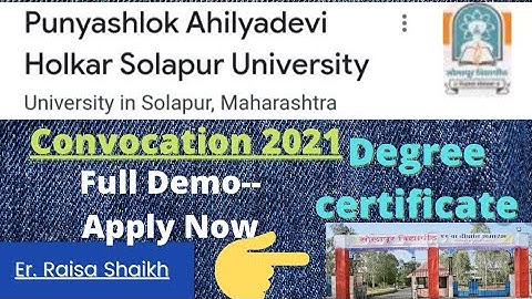 Convocation form filling 2021/Degree certificate/Solapur University latest update/Er.Raisa Shaikh