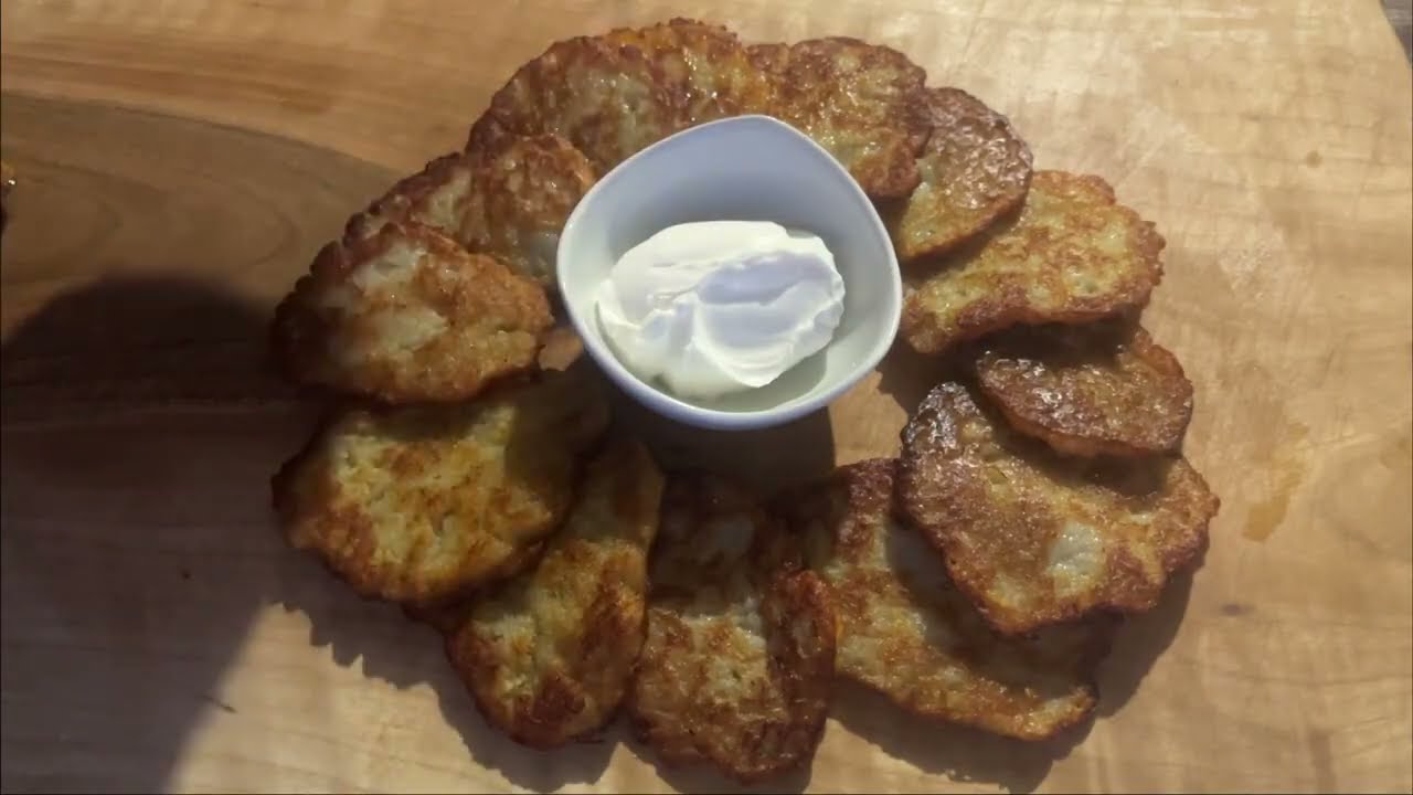 Potato Pancakes with Sour Cream in Nature | Delicious Potato Dish Cooked Over the Fire 🥰