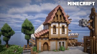 Minecraft: How to build a Medieval Harbor House | Tutorial