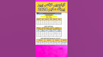 Physics pairing Scheme 11th Class 2024|| 11th class physics pairing scheme 2024#11thclassphysics