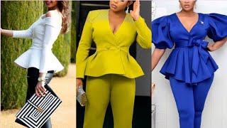 15 + Aesthetic Soft office wear Puplum Tops With Jeans and Trousers 👖 Best Western Collection screenshot 4