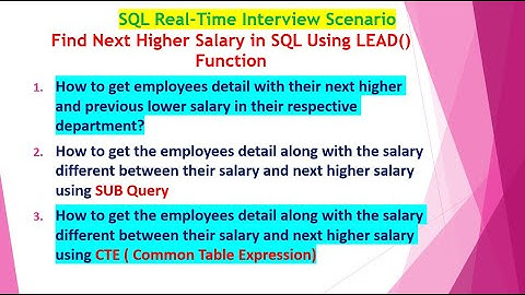 Find Next Higher Salary in SQL Using LEAD() Function | Real-Time Interview Scenario !