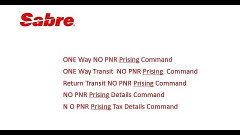 NO PNR PRISING (SABRE Manul Command)