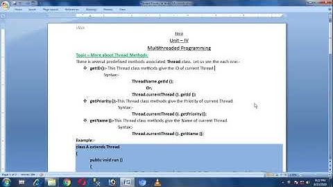 Thread Class Methods in Java