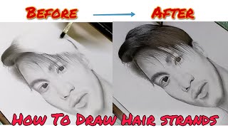 HOW TO DRAW HAIR STRANDS (EASY TUTORIAL) using GRAPHITE PENCILS || ft. My First Ever Self Portrait