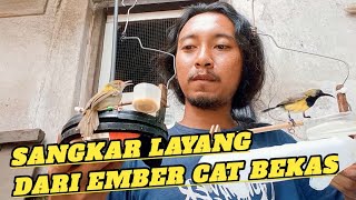 LENGKAP,Tutorial membuat sangkar layang,dari ember cat bekas 👍