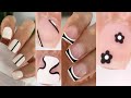 TRENDY nail art designs compilation 2023 | black and white nail ideas | gel polish chrome nails