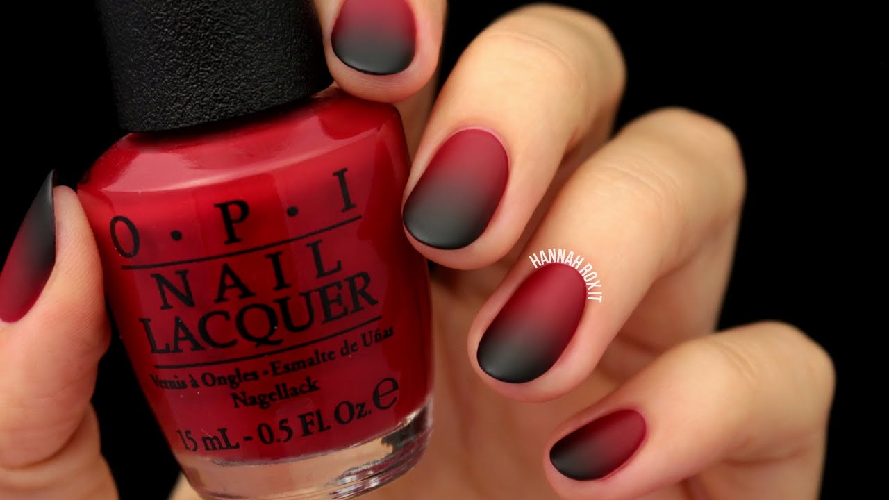 Matte Black Red Ombre Nails Easy For Halloween