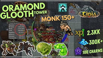 Oramond Glooth Tower | Monk 150+ Hunt | Tibia | Profit/Exp