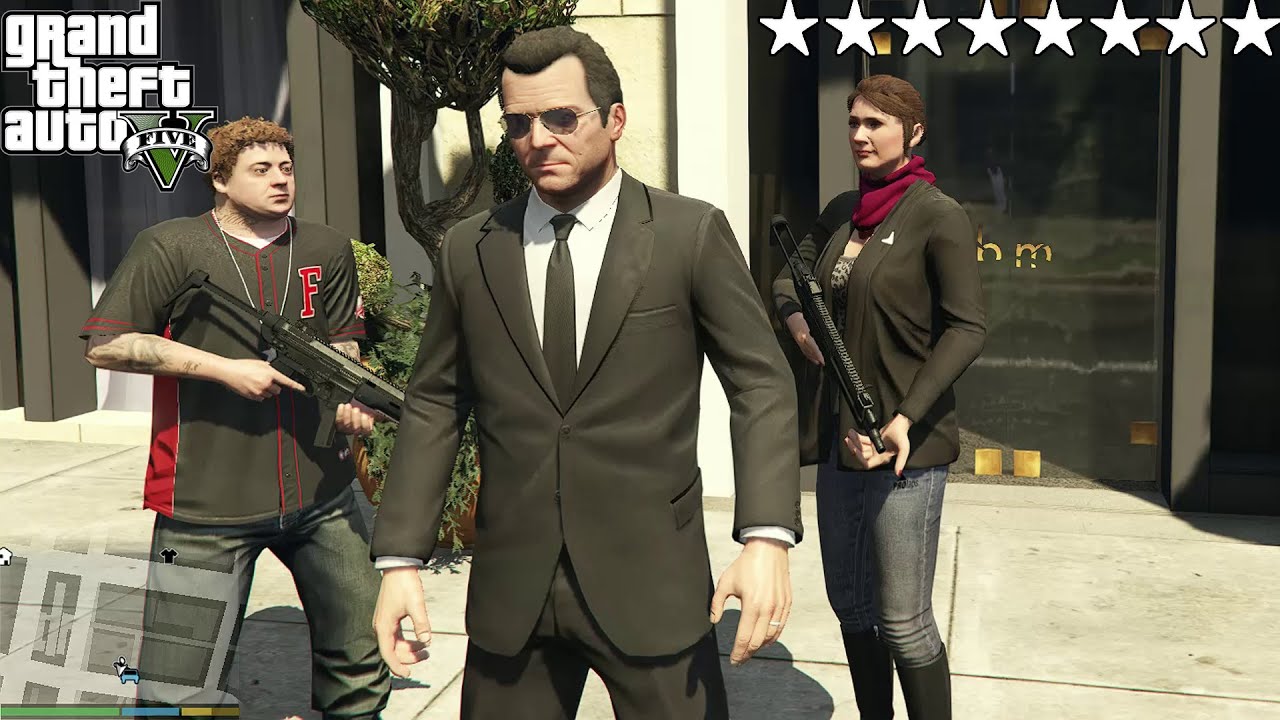 GTA 5 - Micheal, Amanda and Jimmy Five Star Escape [Grand Theft Auto 5 ...