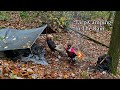 Tarp camping in the cold rain  no tent