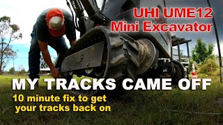 Mini Excavator Tracks  How to get them back on! #minidigger #miniexcavator #farmlife
