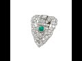 Art Deco Platinum Emerald Diamond Dress Clip.