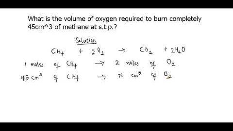 What is the volume of oxygen required to burn completely 45cm^3 of methane at s.t.p.
