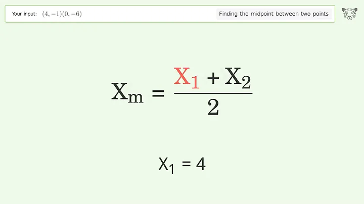 Find the midpoint between two points p1 (4,-1) and p2 (0,-6): Step-by-Step Video Solution