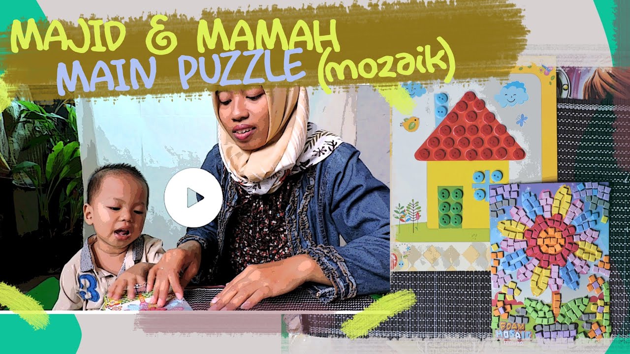  Main  Puzzle Anak  Mozaik bergambar rumah dan bunga  