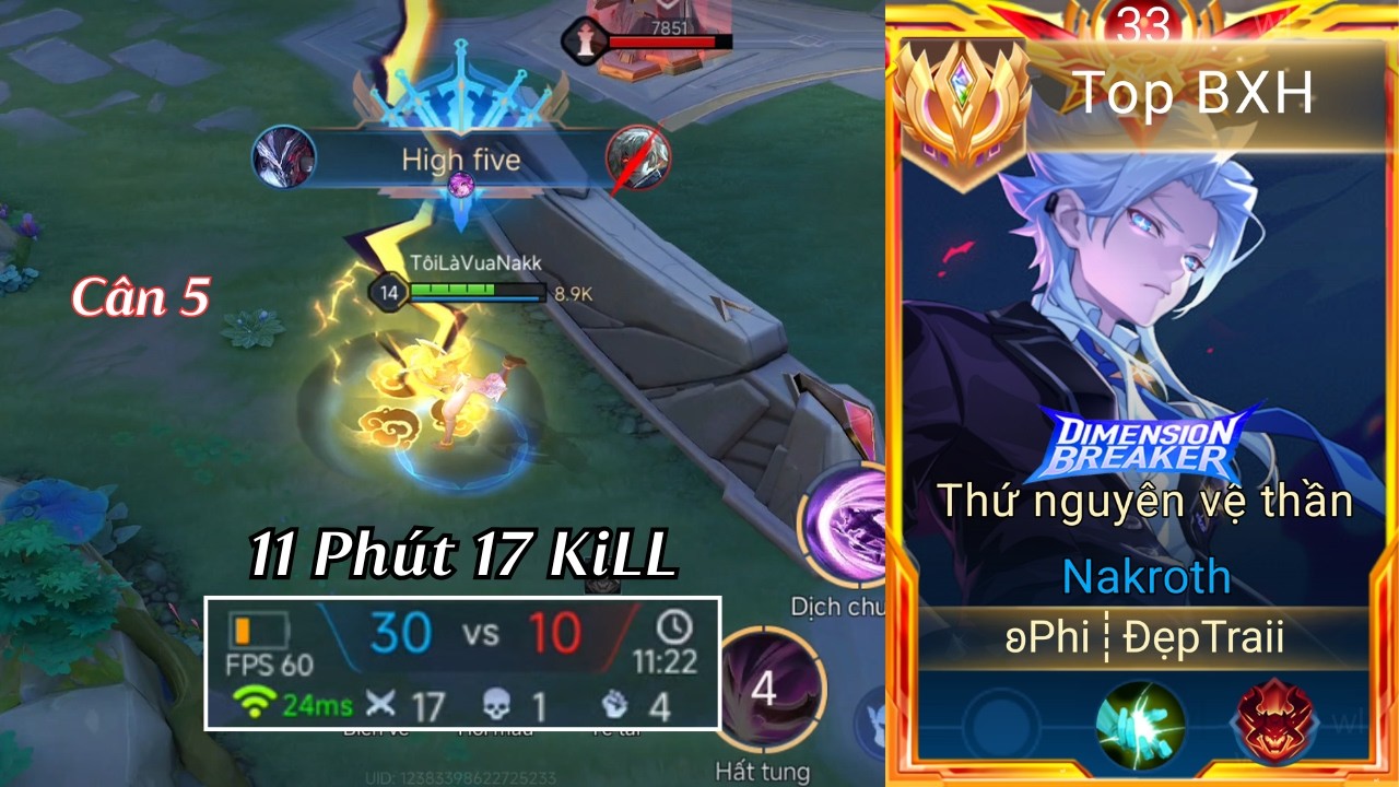 23 Phút Múa Nakroth Cực Bay Với Siêu Phẩm Cân 5 Megakill  17 KiLL Cực Mãn Nhãn Của Top 1 Nakroth