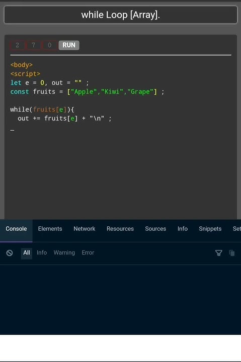 while loop (array) Javascript. - YouTube