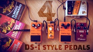 4 Boss DS-1 Style Pedals (Boss DS-1, Keeley Ultra Mod, Mooer Ultra Drive MkII, MXR 78 Distortion)